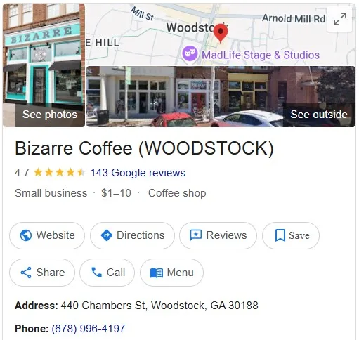 Bizarre Coffee (Woodstock)'s Google Business Profile